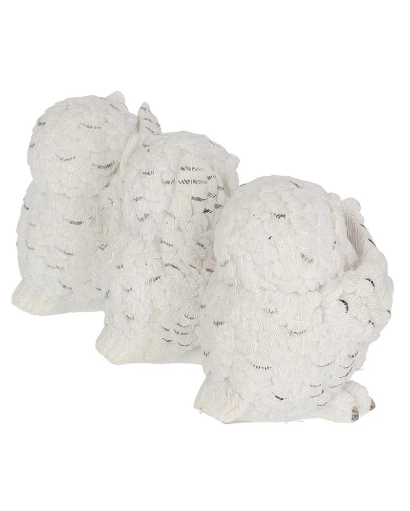 Drei weise Schneeeulen 8cm