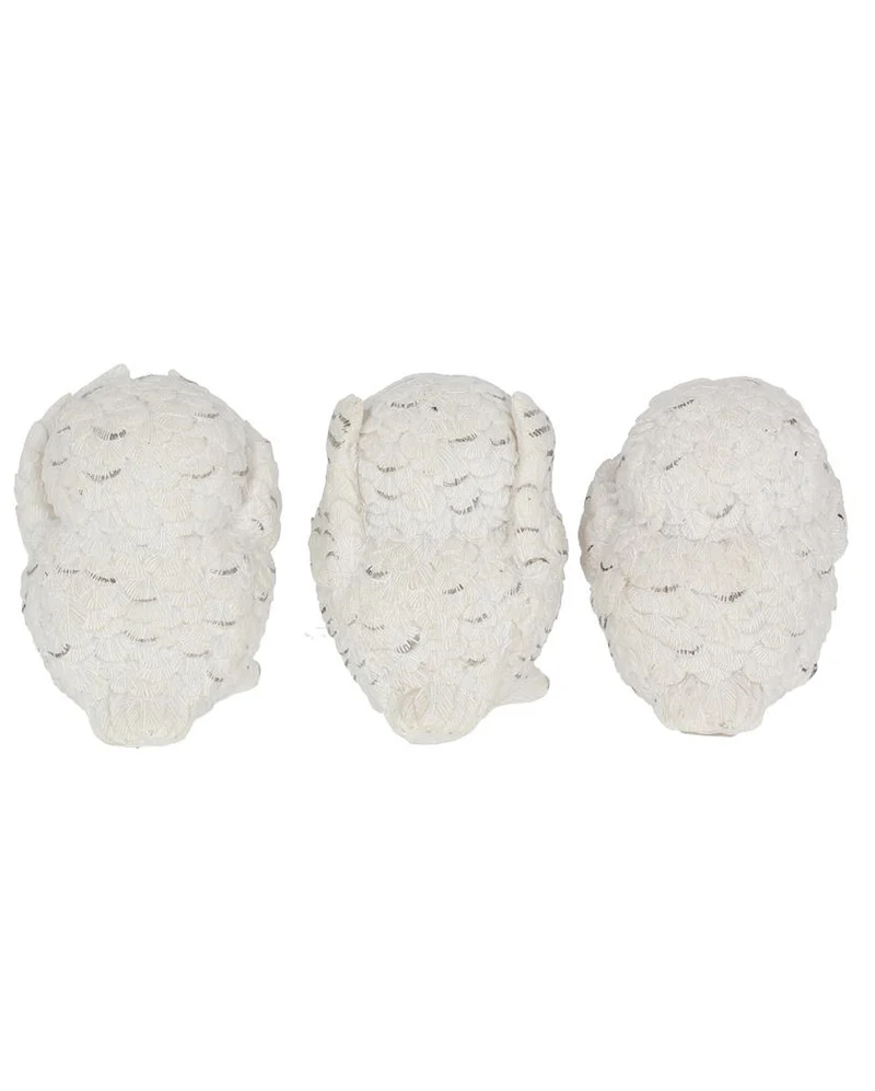 Drei weise Schneeeulen 8cm