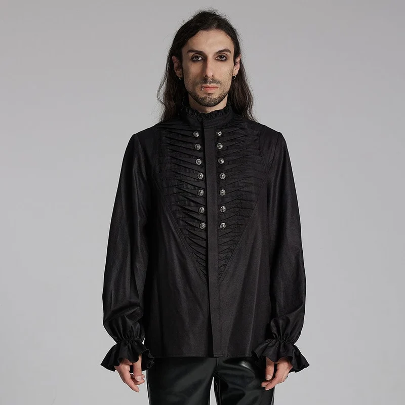 Gothic-Hemd mit Rüschen und Beast Buckle für Herren