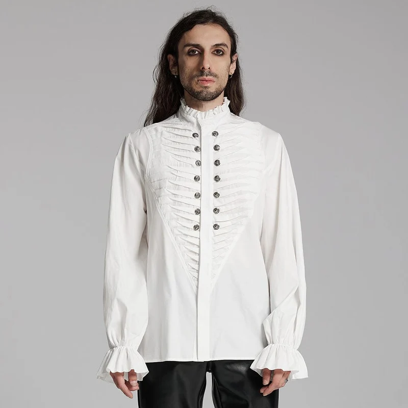 Gothic-Hemd mit Rüschen und Beast Buckle für Herren in Weiß
