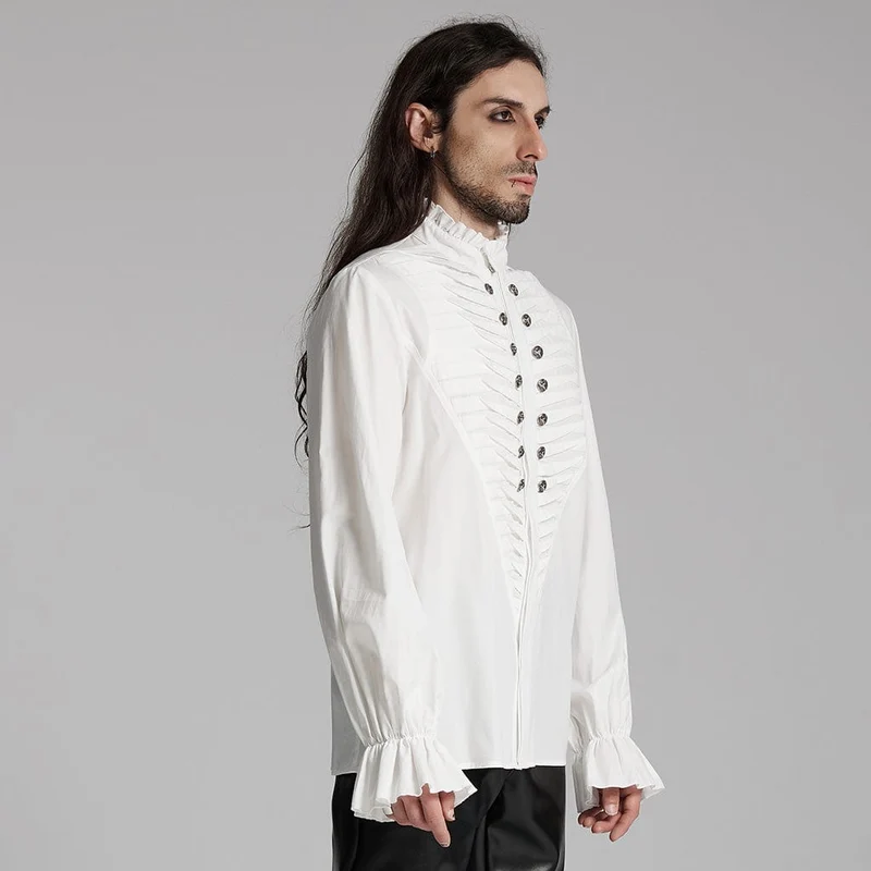 Gothic-Hemd mit Rüschen und Beast Buckle für Herren in Weiß