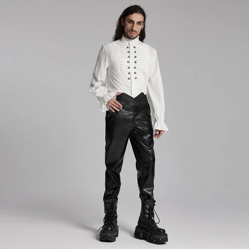Gothic-Hemd mit Rüschen und Beast Buckle für Herren in Weiß