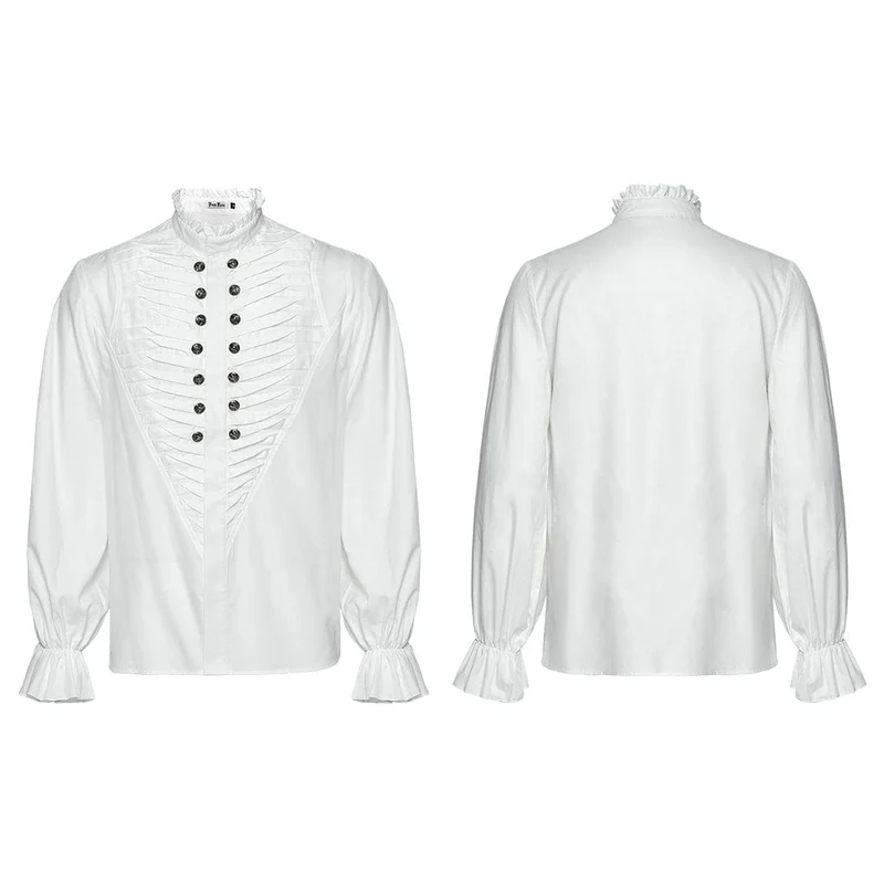 Gothic-Hemd mit Rüschen und Beast Buckle für Herren in Weiß