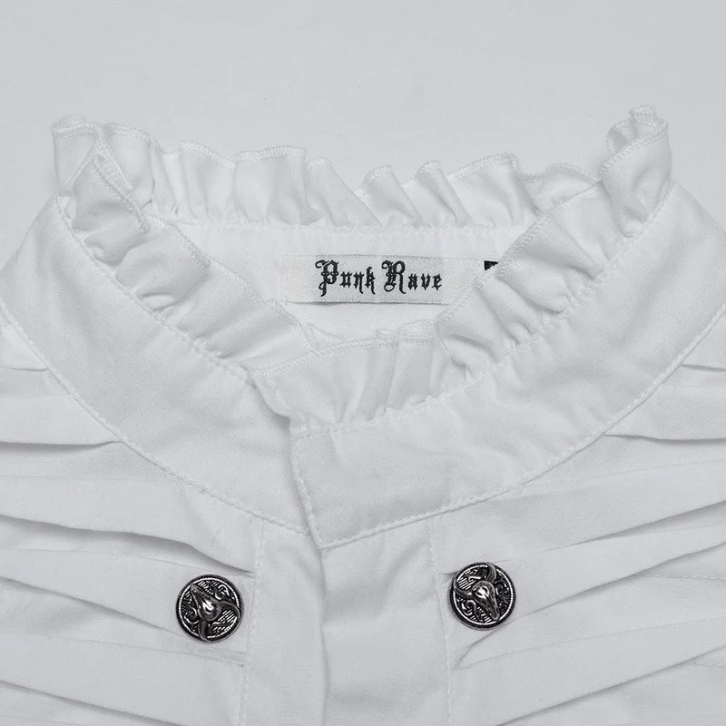 Gothic-Hemd mit Rüschen und Beast Buckle für Herren in Weiß