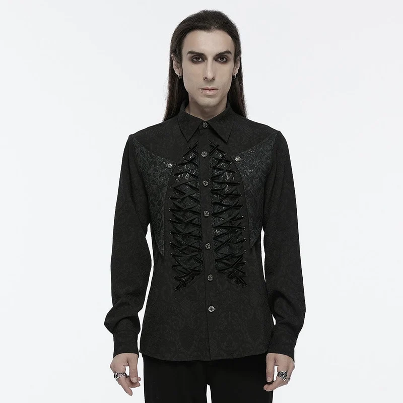 Gothic-Skelett-Shirt mit Kordelzug für Herren