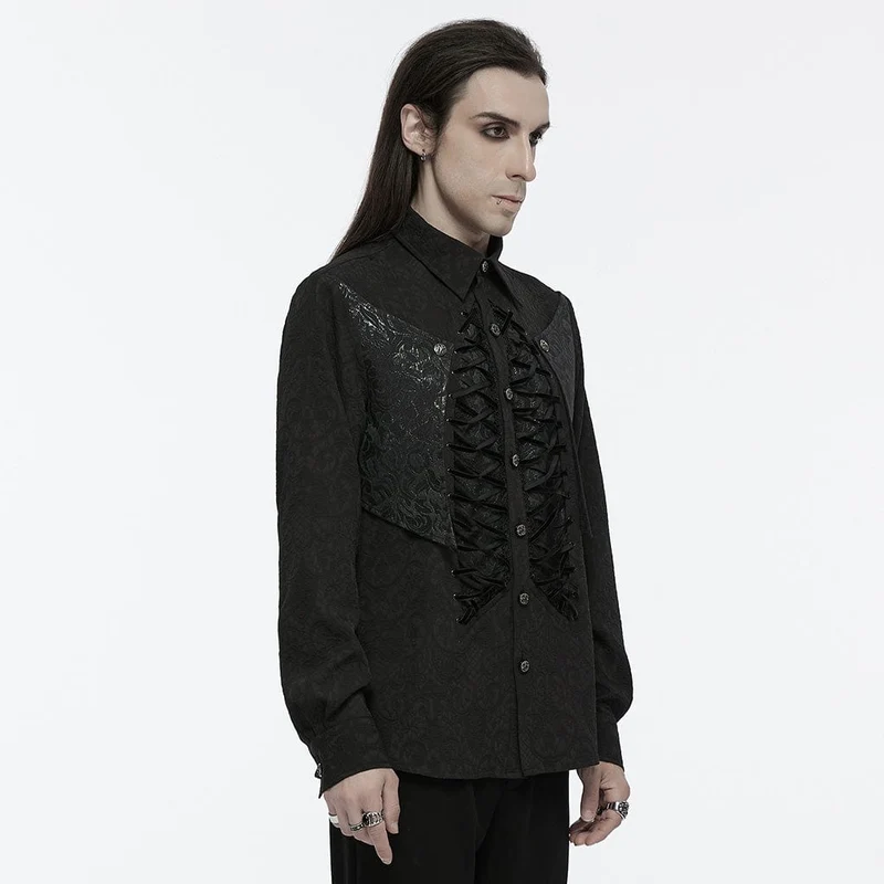 Gothic-Skelett-Shirt mit Kordelzug für Herren