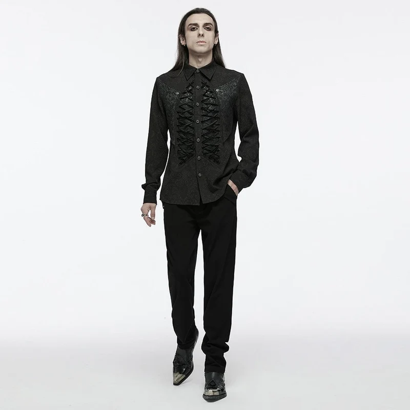 Gothic-Skelett-Shirt mit Kordelzug für Herren