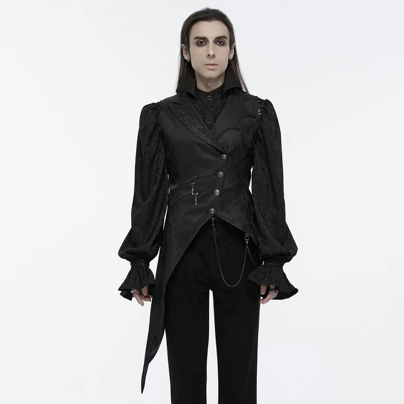 Gothic-Weste für Herren mit Schnürung, Reißverschluss und Kette