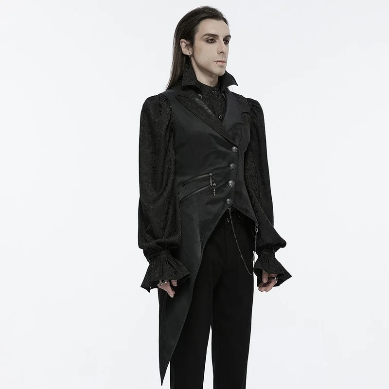 Gothic-Weste für Herren mit Schnürung, Reißverschluss und Kette