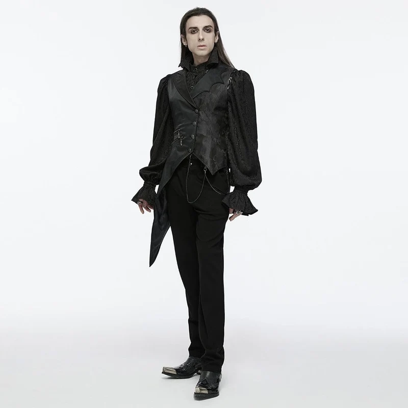 Gothic-Weste für Herren mit Schnürung, Reißverschluss und Kette