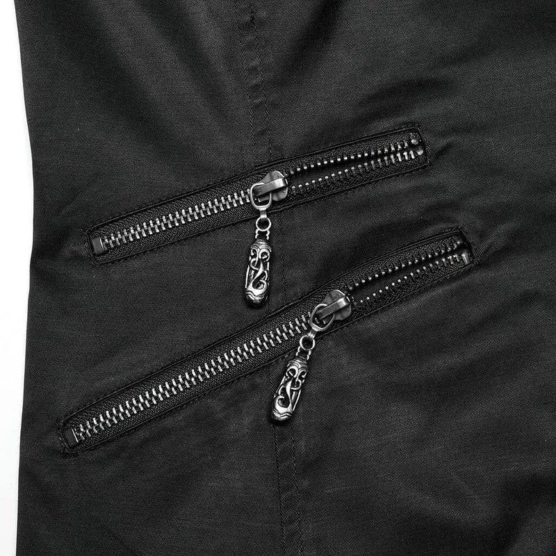 Gothic-Weste für Herren mit Schnürung, Reißverschluss und Kette