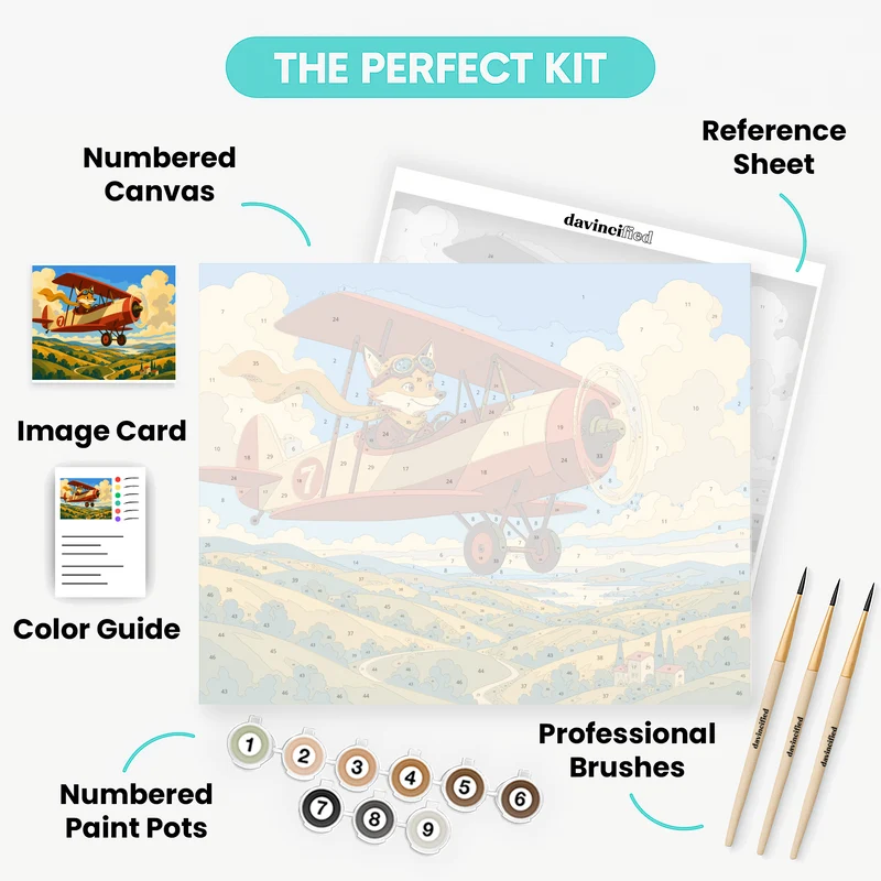 Fox Aviator Biplane - Paint by Numbers Kit