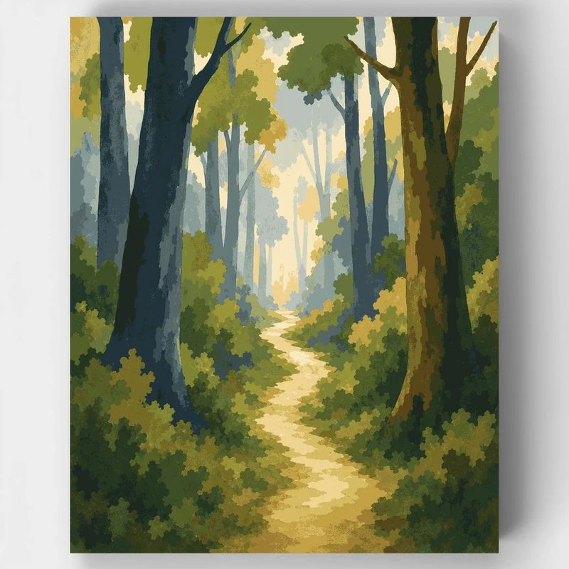 Sunlit Forest Path - Paint by Numbers Kit