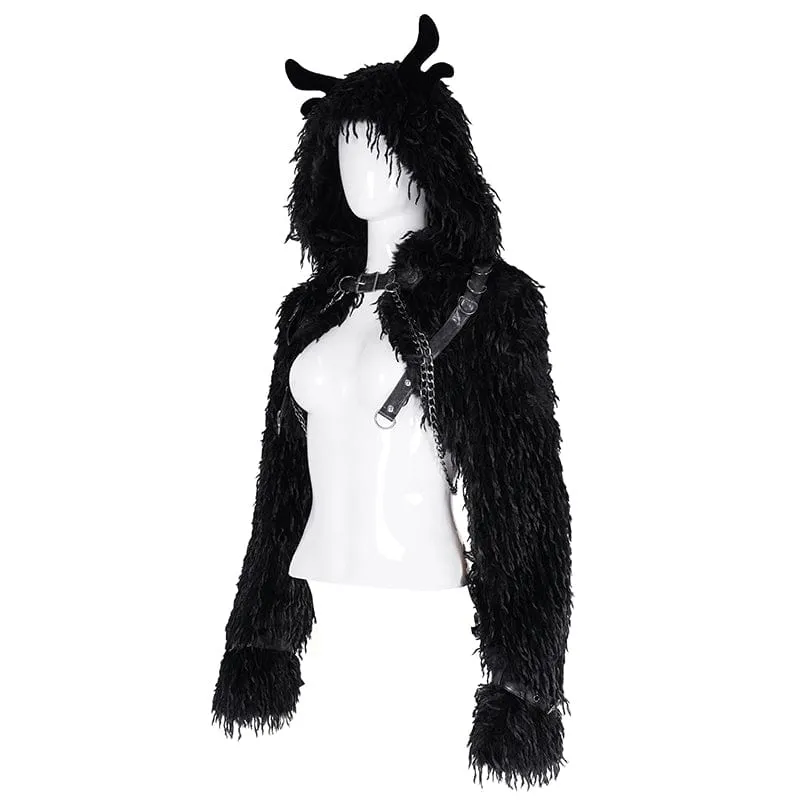Gothic-Umhang mit Kettenschnalle aus Horn für Damen