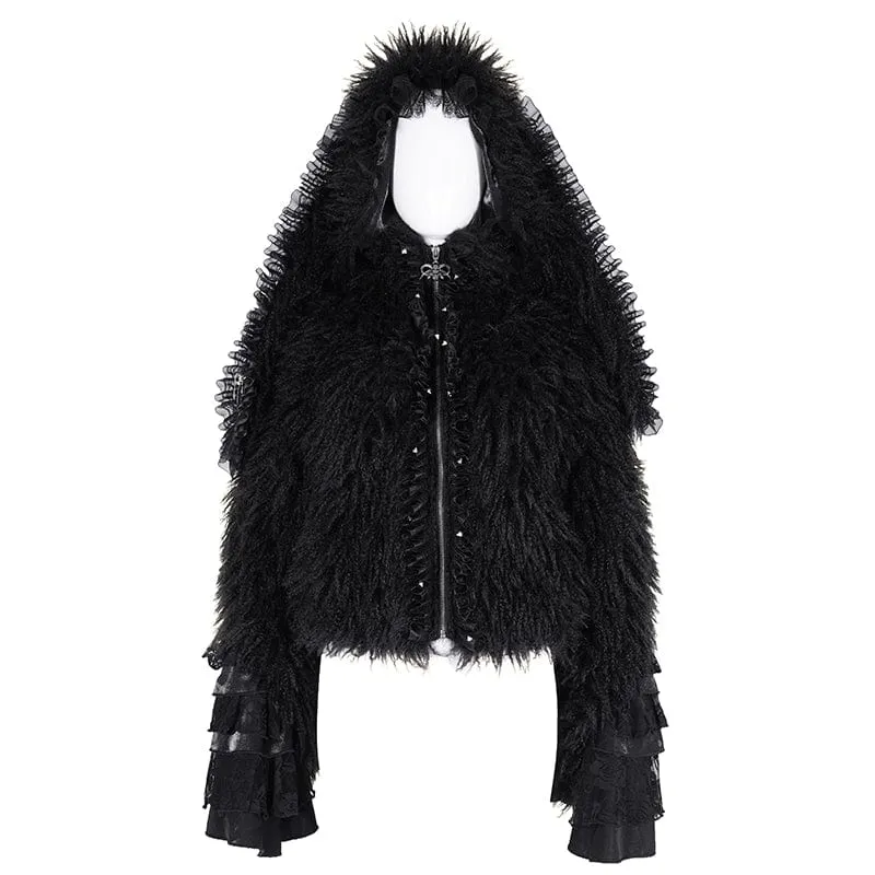 Gothic-Kettenspitzenjacke für Damen mit Kapuze