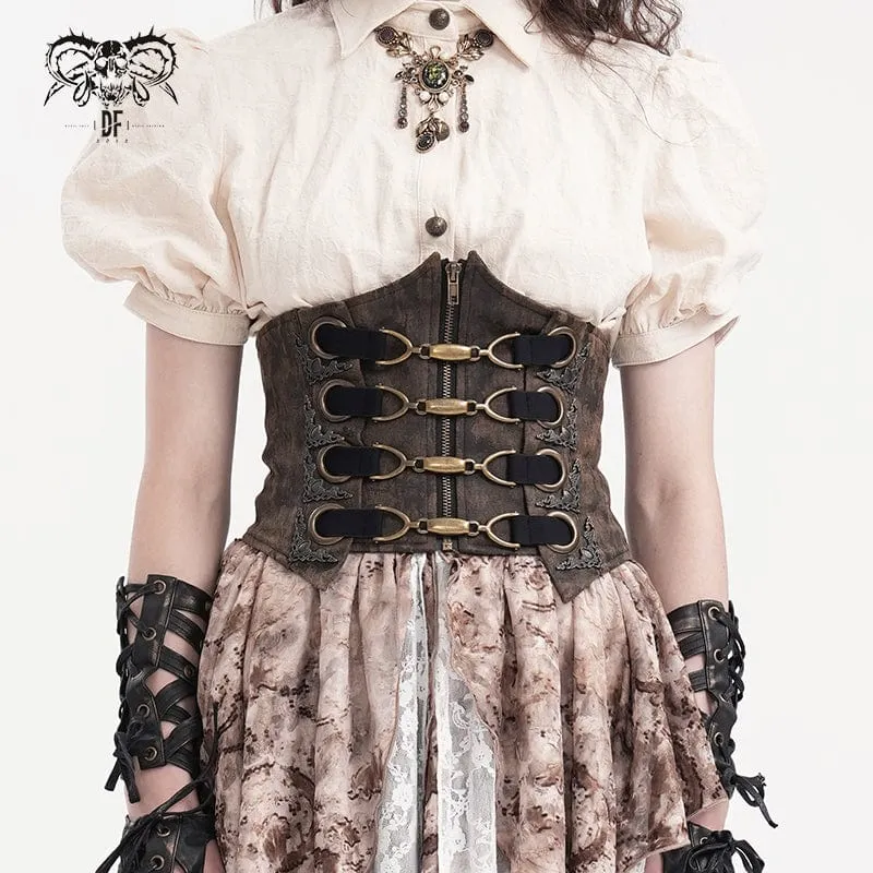 Steampunk-Unterbrustkorsett mit Schnürung und Reißverschluss für Damen