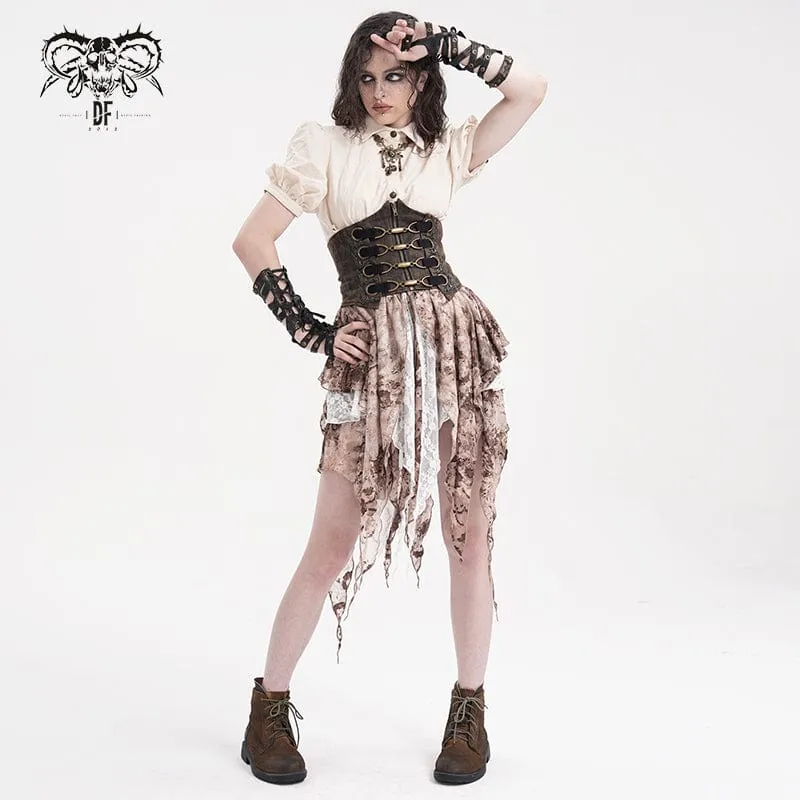 Steampunk-Unterbrustkorsett mit Schnürung und Reißverschluss für Damen