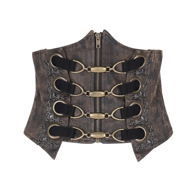 Steampunk-Unterbrustkorsett mit Schnürung und Reißverschluss für Damen