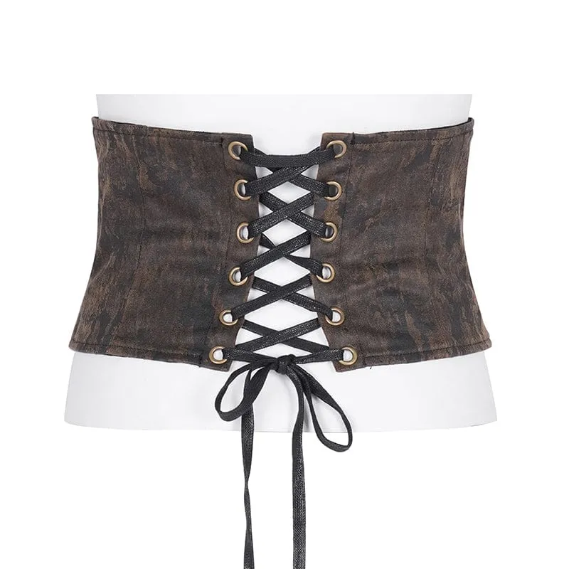 Steampunk-Unterbrustkorsett mit Schnürung und Reißverschluss für Damen