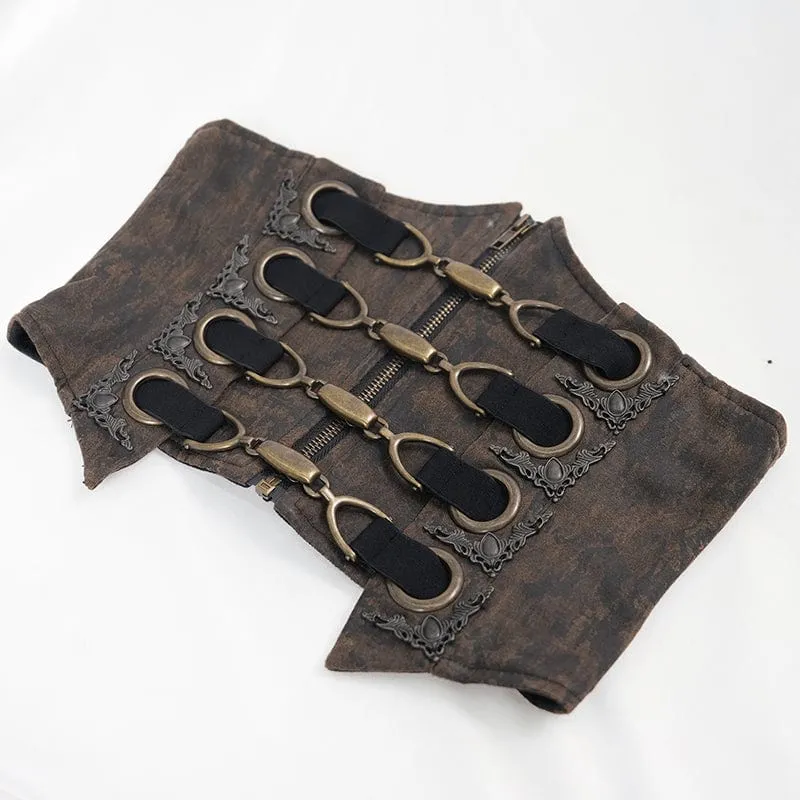 Steampunk-Unterbrustkorsett mit Schnürung und Reißverschluss für Damen