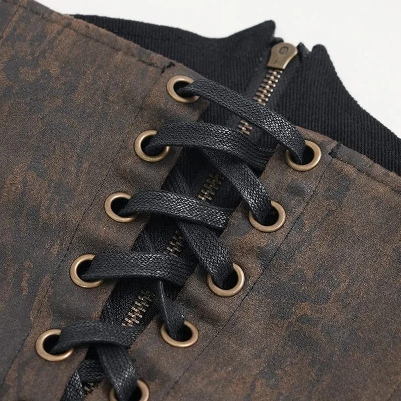 Steampunk-Unterbrustkorsett mit Schnürung und Reißverschluss für Damen