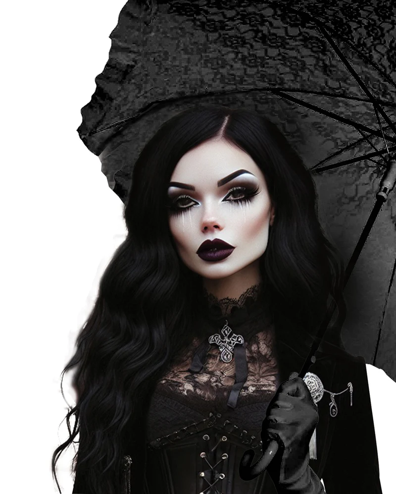 Gothic Sonnenschirm mit Spitze Schwarz