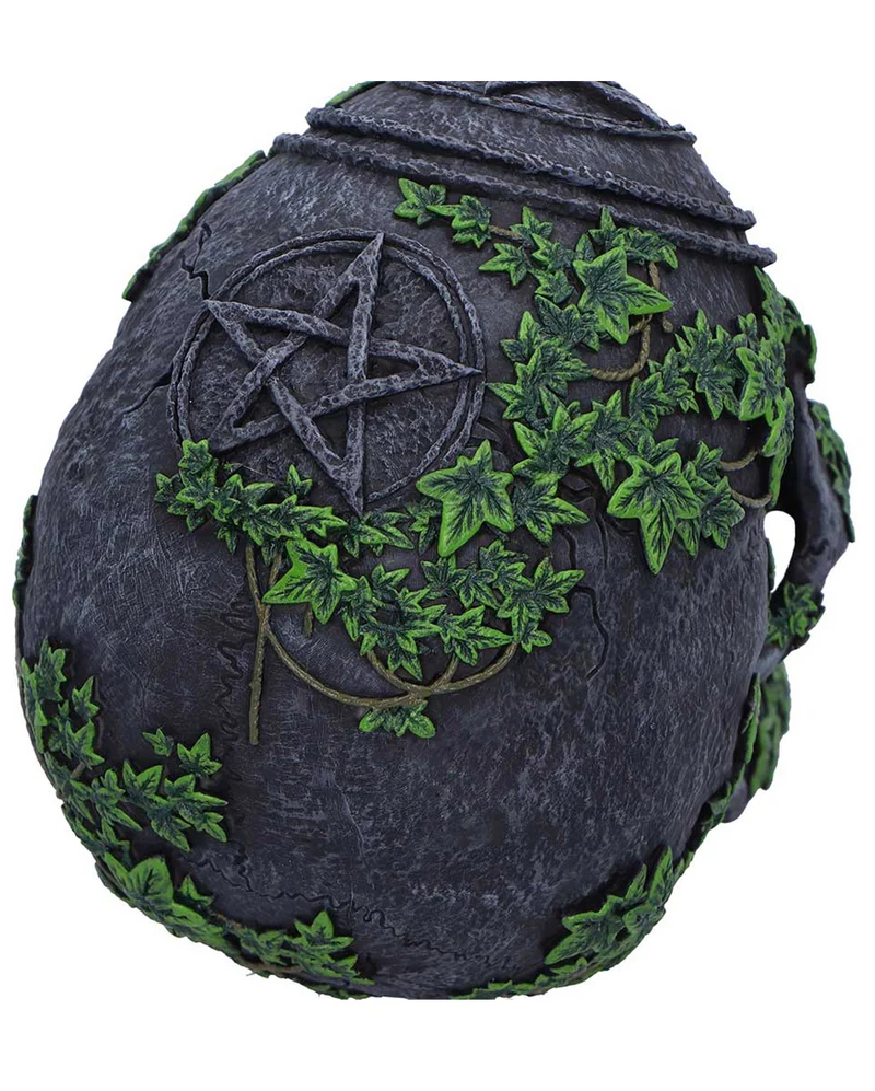 Vintage Pentagramm Totenschädel mit Efeu 19cm