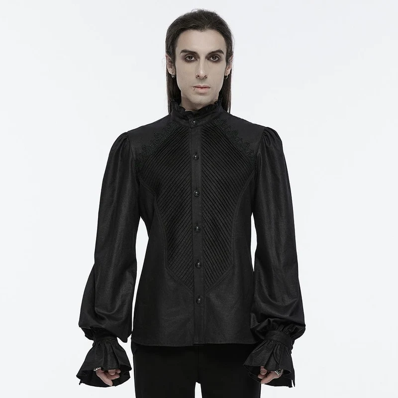 Gothic-Häkelhemd mit Puffärmeln für Herren