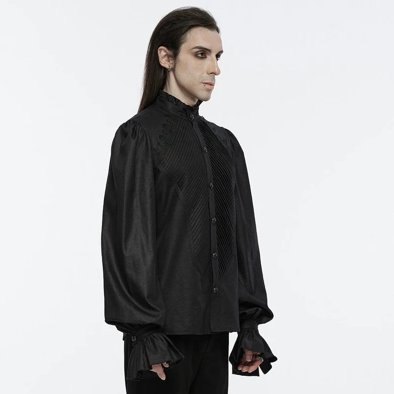 Gothic-Häkelhemd mit Puffärmeln für Herren