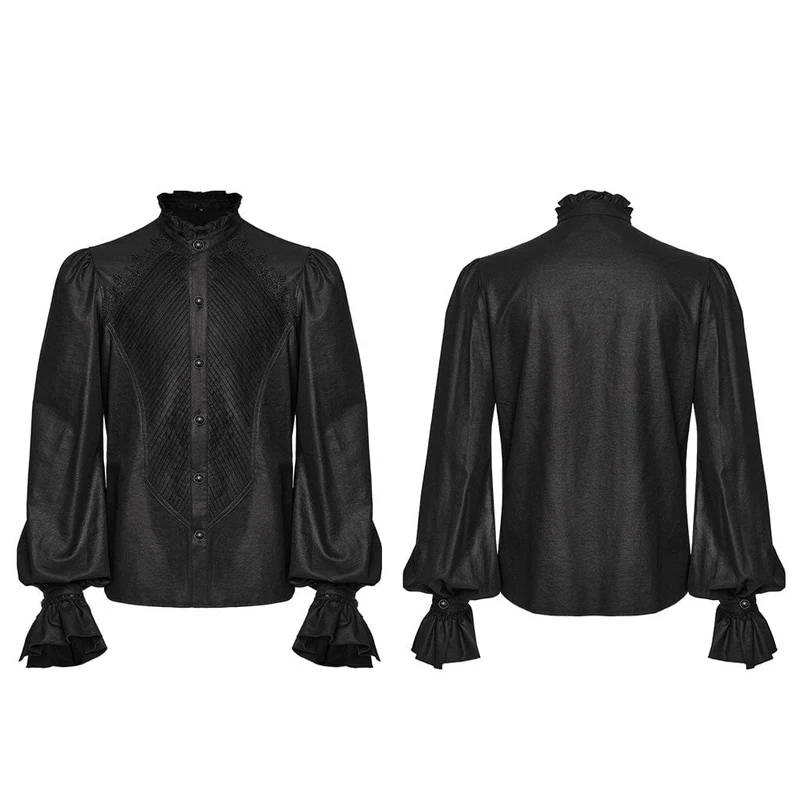 Gothic-Häkelhemd mit Puffärmeln für Herren