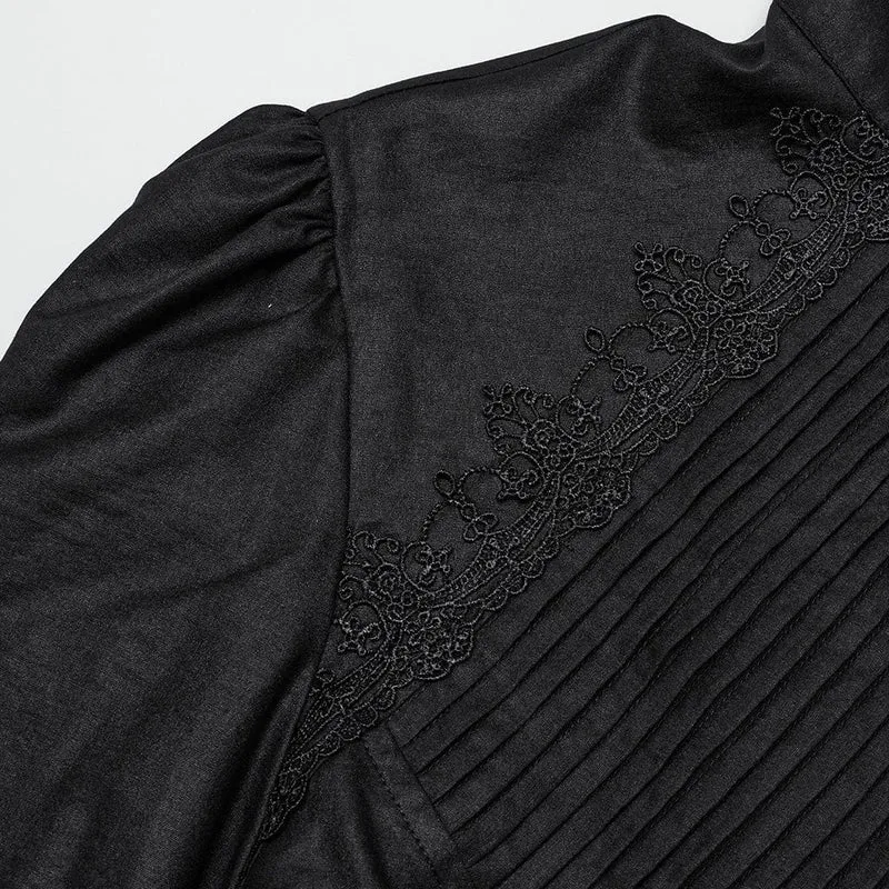Gothic-Häkelhemd mit Puffärmeln für Herren