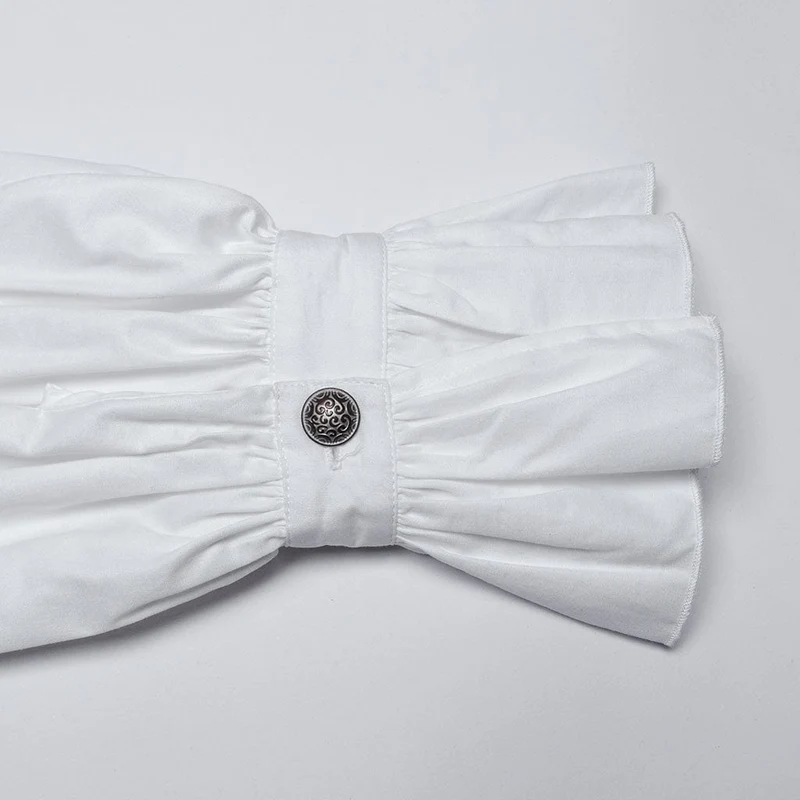 Herren Gothic Häkelhemd mit Puffärmeln Weiß