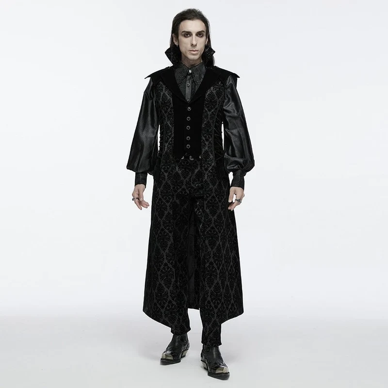 Gothic-Weste aus Samt mit Blumenmuster und Schnürung für Herren