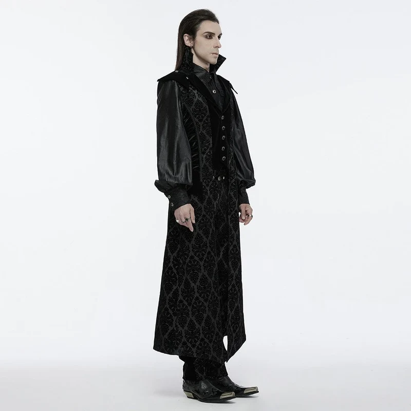 Gothic-Weste aus Samt mit Blumenmuster und Schnürung für Herren