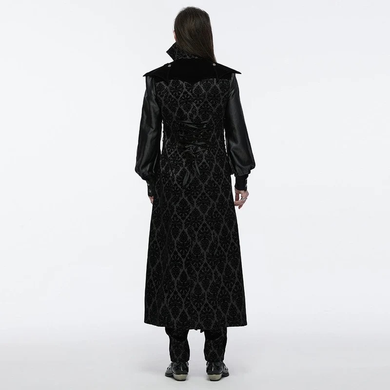 Gothic-Weste aus Samt mit Blumenmuster und Schnürung für Herren