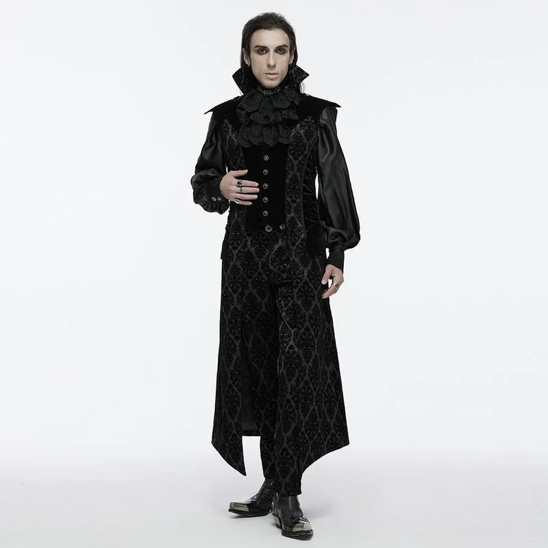 Gothic-Weste aus Samt mit Blumenmuster und Schnürung für Herren