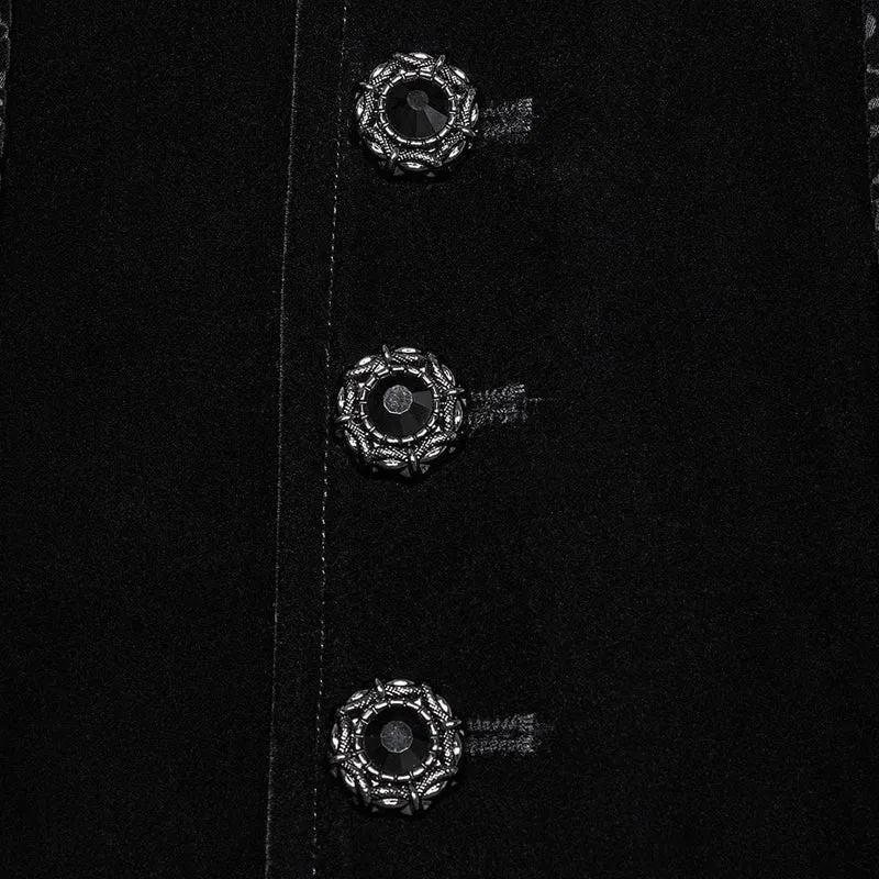 Gothic-Weste aus Samt mit Blumenmuster und Schnürung für Herren