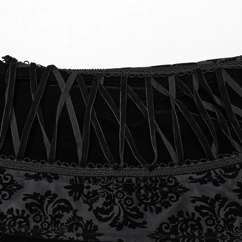 Gothic-Weste aus Samt mit Blumenmuster und Schnürung für Herren