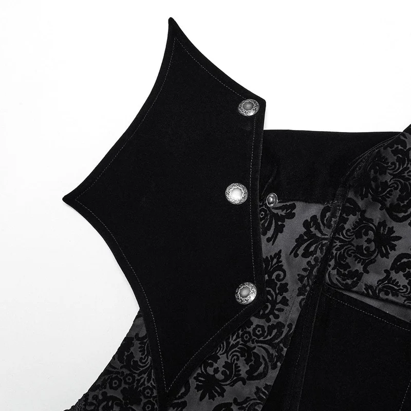 Gothic-Weste aus Samt mit Blumenmuster und Schnürung für Herren