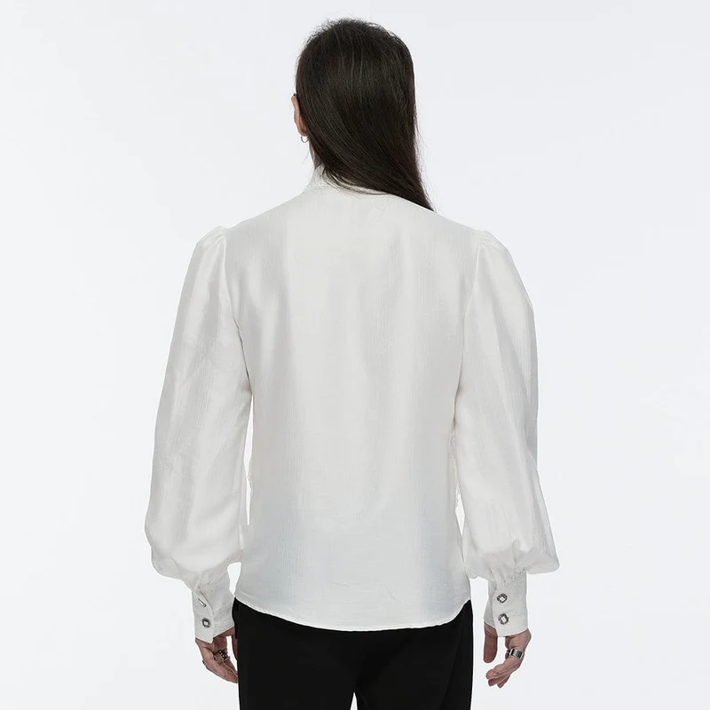 Herren Gothic Spitzenhemd mit Puffärmeln Weiß