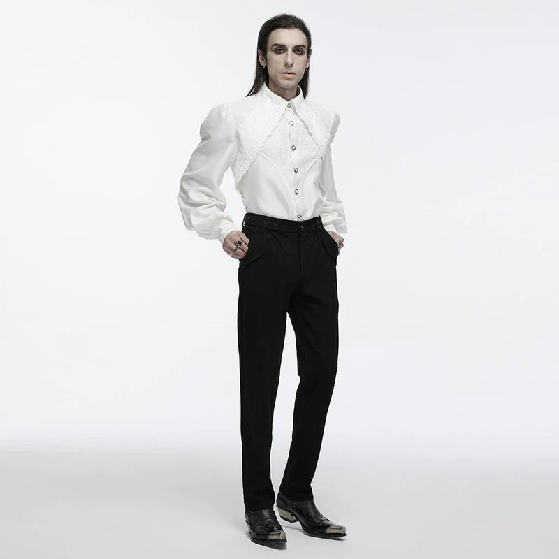 Herren Gothic Spitzenhemd mit Puffärmeln Weiß