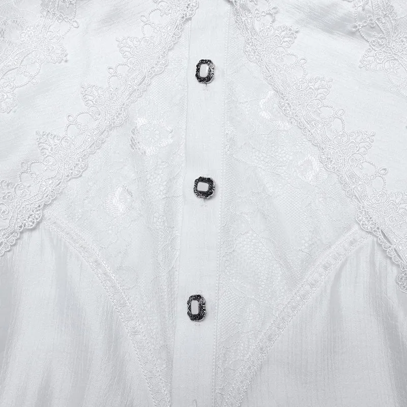Herren Gothic Spitzenhemd mit Puffärmeln Weiß