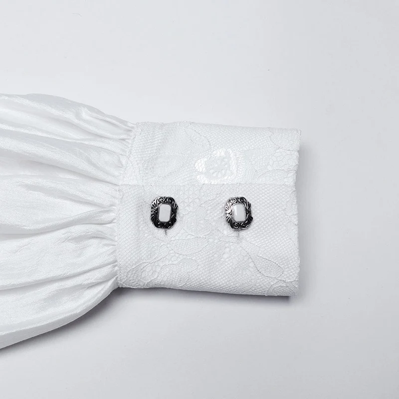 Herren Gothic Spitzenhemd mit Puffärmeln Weiß
