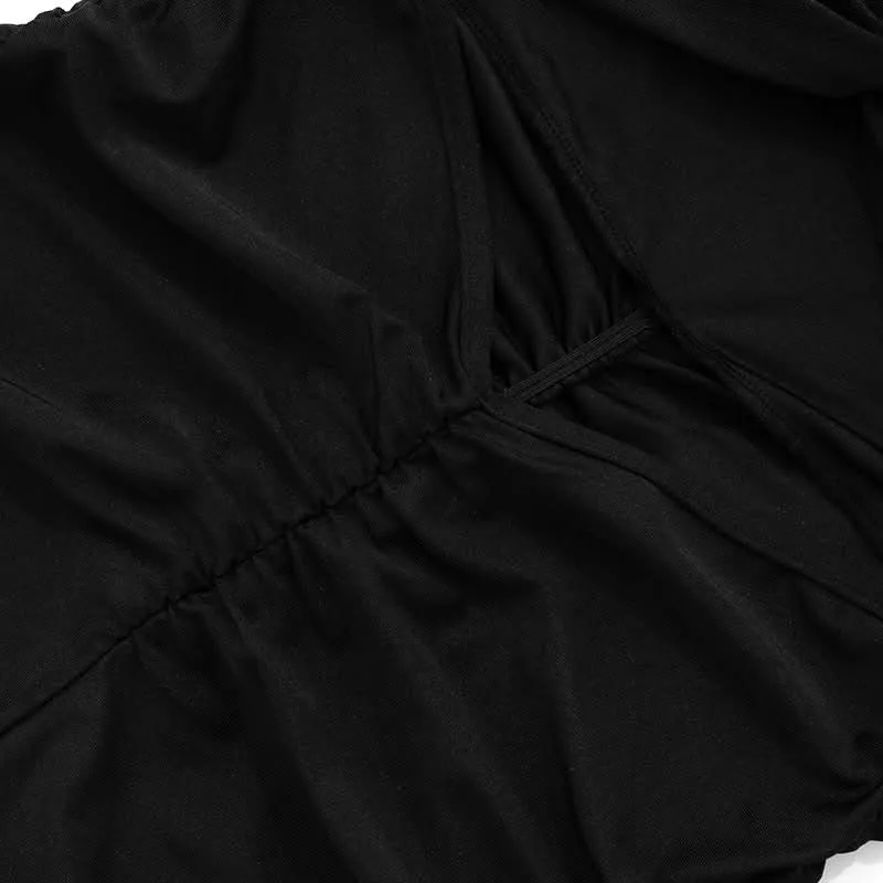 Long sleeve hollow out ruched off shoulder romper