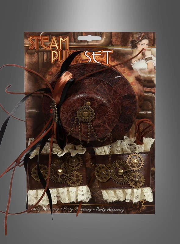 Steampunk Minihut und Manschetten Set
