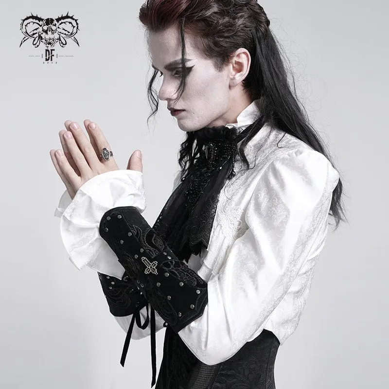 Gothic-Handschuhe mit Kreuz und Schnürung für Herren