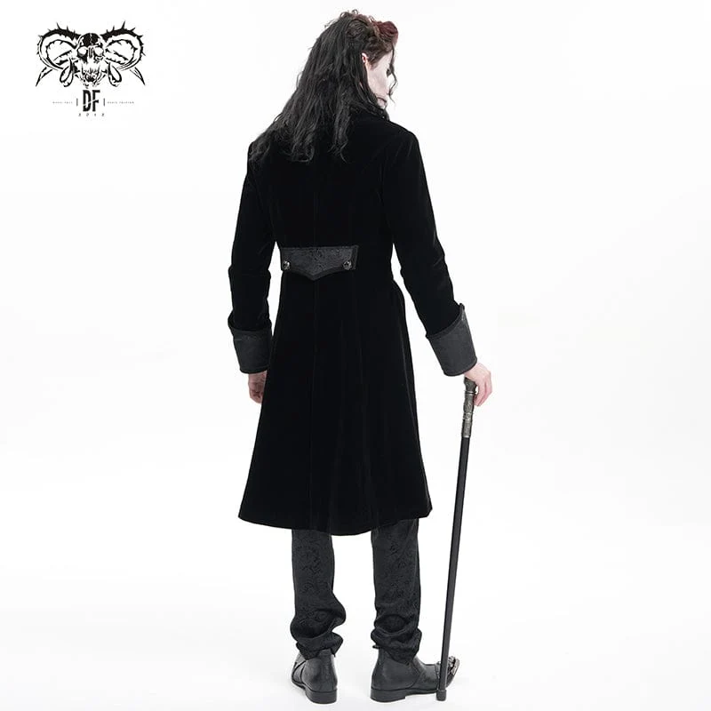 Gothic-Blumenjacke aus Samt mit Knöpfen für Herren