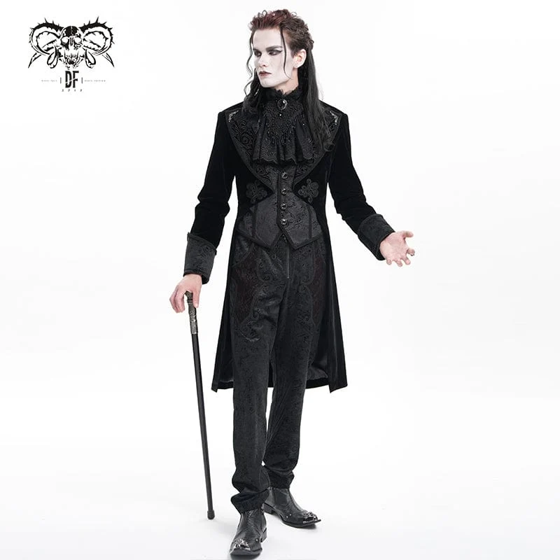 Gothic-Blumenjacke aus Samt mit Knöpfen für Herren