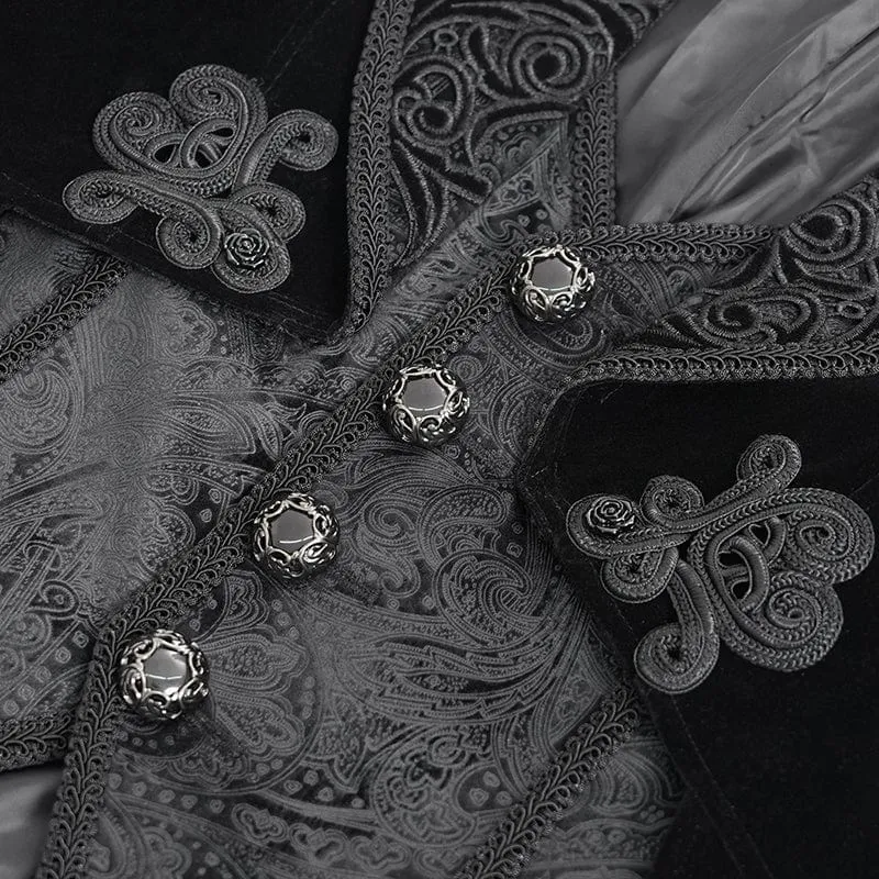 Gothic-Blumenjacke aus Samt mit Knöpfen für Herren