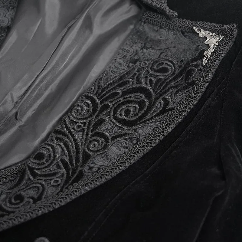 Gothic-Blumenjacke aus Samt mit Knöpfen für Herren
